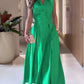 Sleeveless Turn Down Collar Maxi Dress Casual Waist A Line Ruched Dress