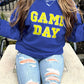 Dark Blue Game Day Crew Neck Graphic Pullover Sweatshirt