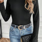 Black Mock Neck Thermal Lined Long Sleeve Tee