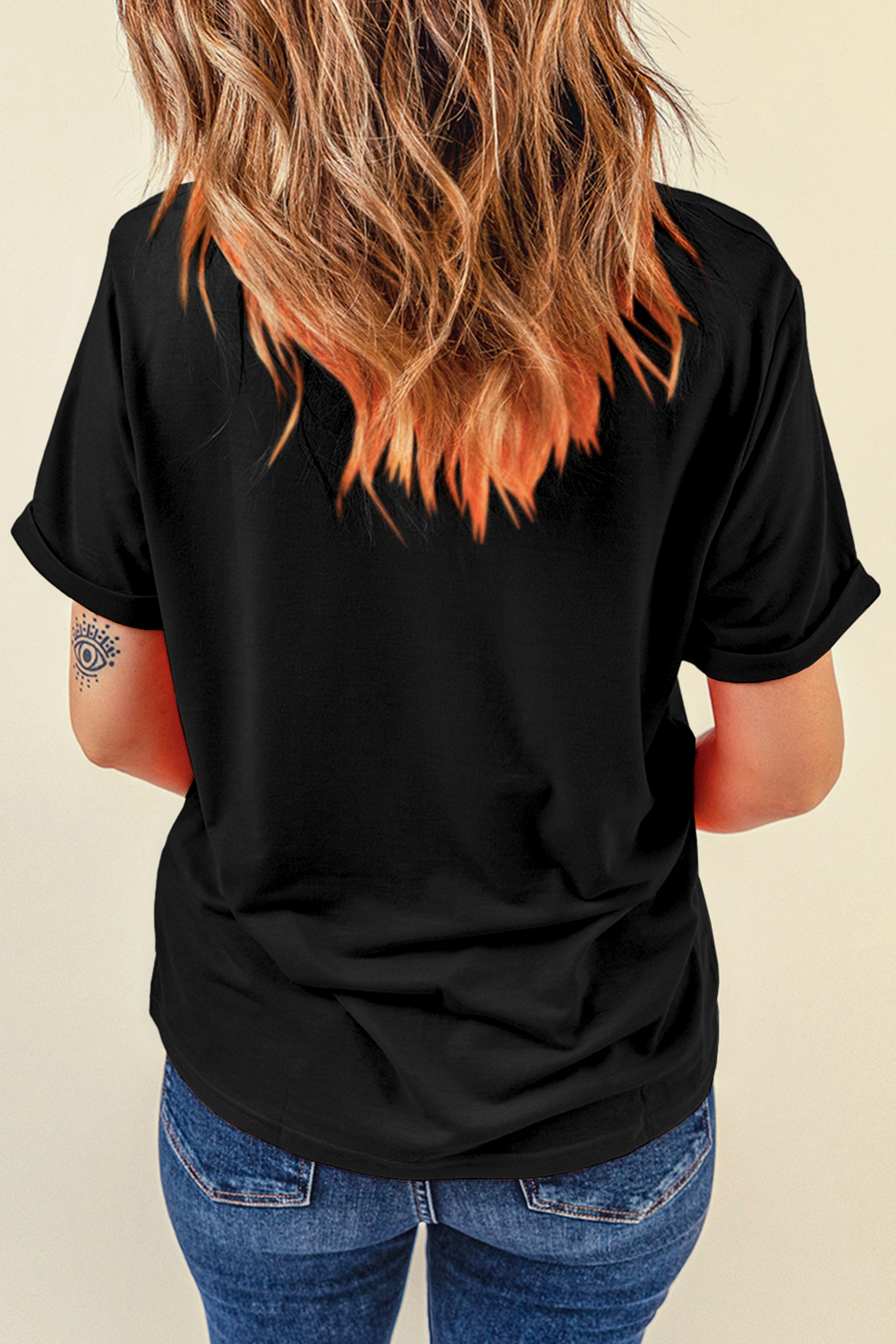 Black Trio Heart Patched Valentines Fashion Tee