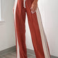 Flamingo Color Block Drawstring High Waist Wide Leg Pants