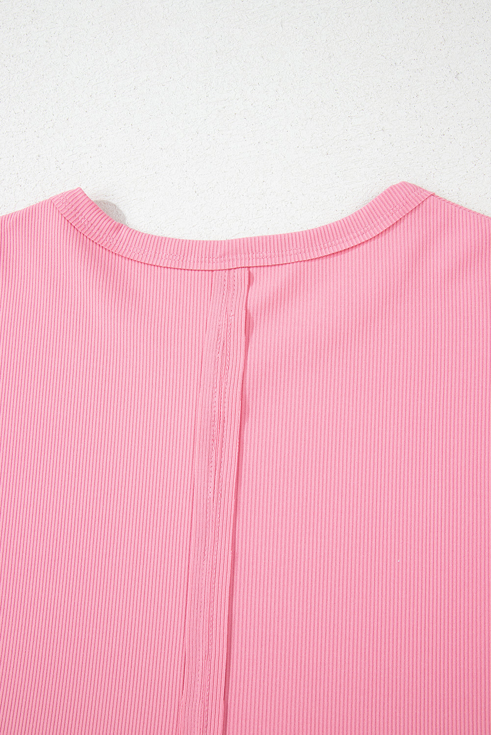 Peach Blossom Subtle Ribbed Short Sleeve Babydoll Top