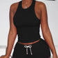 O neck Racer Back Top & Drawstring Shorts Set