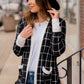 Black Plaid Colorblock Edge Open Cardigan with Pocket