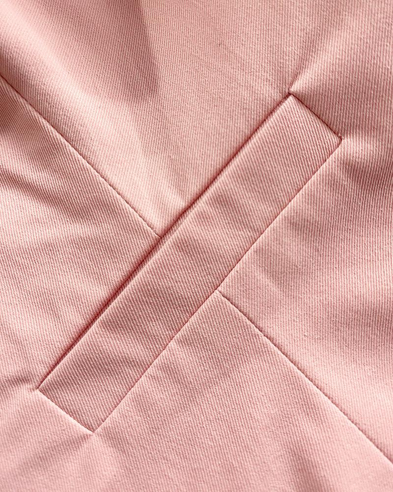 2 Pieces Outfit Plain Halter V Neck Button Front Backless Tank Top and Casual Side Slit Skirt Set