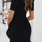 Black Plain Wrapped Ruffled Hem Slim Fit Mini Dress