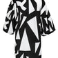 Cold Shoulder Bell Sleeve Abstract Print Dress