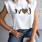 Heart Cheetah Letter Print Top