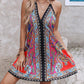 Paisley Print Halter Backless Dress