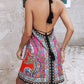 Paisley Print Halter Backless Dress
