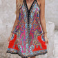 Paisley Print Halter Backless Dress