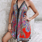 Paisley Print Halter Backless Dress
