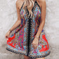 Paisley Print Halter Backless Dress