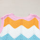 Multicolour Striped Colorblock Scalloped Hem Knitted Vest