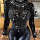 Rhinestone Studded Long Sleeve Bodysuit