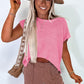 Sachet Pink Solid Color Sweater Tee with Side Slits