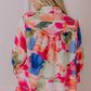 Rose Abstract Print Ruffled Puff Sleeve Shirt