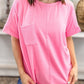 Bonbon Corded Patchwork Pocketed Plus Size T Shirt