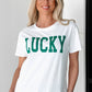 White LUCKY Printed Round Neck St Patricks T Shirt