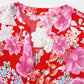 Red Floral Print High Waist V Neck Babydoll Mini Dress