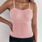 Spaghetti Strap Built in Bra Slim Fit Tank Top Sexy Back Criss Cross Workout Camisole Tops