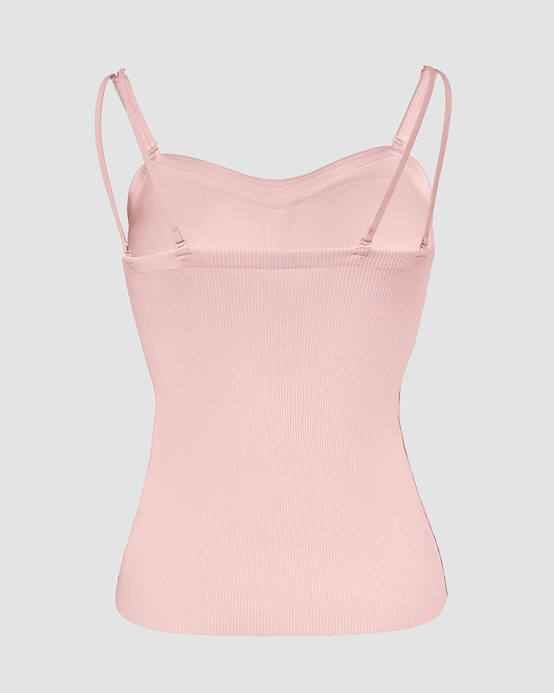 Spaghetti Strap Built in Bra Slim Fit Tank Top Sexy Back Criss Cross Workout Camisole Tops