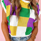 Tillandsia Purple Color Block Cap Sleeve Sweater