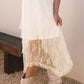 Beige Lace Cascading Tiered High Waist Maxi Skirt