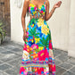 Tropical Print Backless Hollow Out Dress