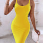 Spaghetti Strap U Neck Casual Maxi Dresses Slim Fit Cami Dress Party Club Bodycon Dress