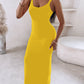Spaghetti Strap U Neck Casual Maxi Dresses Slim Fit Cami Dress Party Club Bodycon Dress