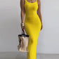 Spaghetti Strap U Neck Casual Maxi Dresses Slim Fit Cami Dress Party Club Bodycon Dress