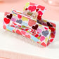 Racing Red Valentines Heart Print Hollow Out Square Hair Claw Clip