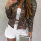 Sparkly Sequin Open Front Puff Sleeve Blazer Coat