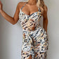 Leopard Print Halter Sleeveless Bodycon Dress Sexy Front Sit Chiffon Maxi Dress