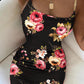 Floral Print Chain Decor Bodycon Dress