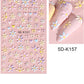 Light Pink Embossed Flower Heart Shape Self-Adhesive Nail Stickers