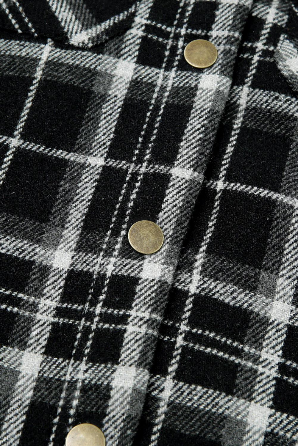 Black Plaid Pattern Sherpa Lined Hooded Shacket