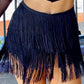 Black Tiered Fringe Trimmed Mini Skirt