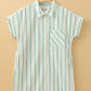 Mint Green St Patricks Striped Wide Short Sleeve Shift Mini Shirt Dress