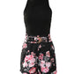 Plain Tank Top & Floral Print Shorts Set With Belt