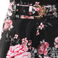 Plain Tank Top & Floral Print Shorts Set With Belt