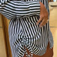 Striped Side Drawstring Buttoned Shirt Dress