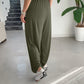 High Waist Elastic Dtrawstring Cuffed Pants Casual Loose Fit Ruched Pants