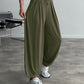 High Waist Elastic Dtrawstring Cuffed Pants Casual Loose Fit Ruched Pants