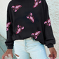 Black Sequined Crawfish Graphic Drop Shoulder Sweatshirt