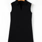 Black Solid Color Collared Slit Neck Sleeveless Mini Dress