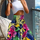 Tribal Print Shirred Wide Leg Pants
