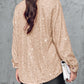 Allover Sequin Button down Long Sleeve Shirt Top