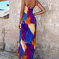 Colorblock Tie Dye Print Pleated Cami Maxi Dress